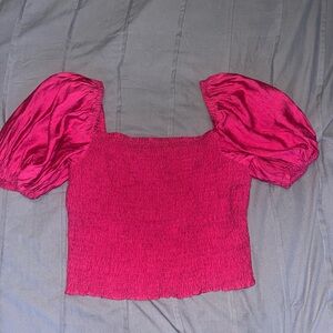 Express Fuchsia Puff Sleeve Blouse